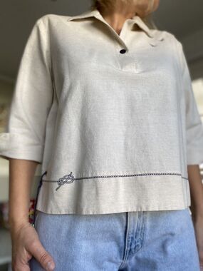 Lemon Grass Women's top. Size L Cotton/Linen